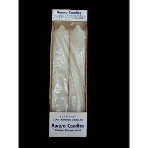 Pair of Vintage Aurona 10" X 1  1/2” Wagon Wheel Cream Candles ~ USA ~ NIB